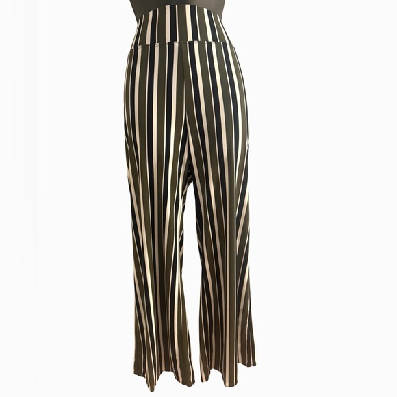 Express Pants - Express Black and White Striped Wide Leg Petite Pants